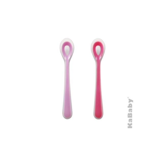 Kit com 2 Colheres de Silicone KaBaby Rosa Kit com 2 Colheres de Silicone KaBaby Rosa