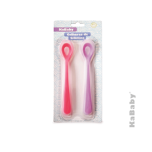 Kit com 2 Colheres de Silicone KaBaby Rosa