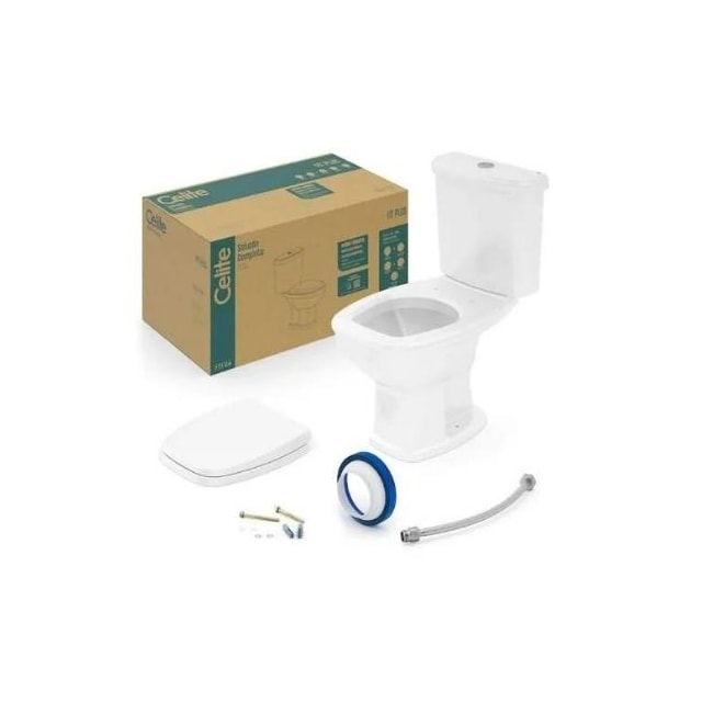 Kit Completo Vaso Sanitário com Caixa Acoplada Fit Plus Branco - CELITE