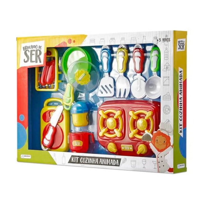 Kit Cozinha Animada Brincando de Ser com Acessórios Indicado para +3 Anos Multikids - BR955