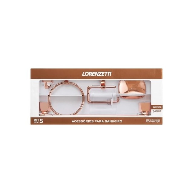 Kit de Acessórios 2000 F24 Rosé Gold 5 Peças - LORENZETTI Kit de Acessórios 2000 F24 Rosé Gold 5 Peças - LORENZETTI