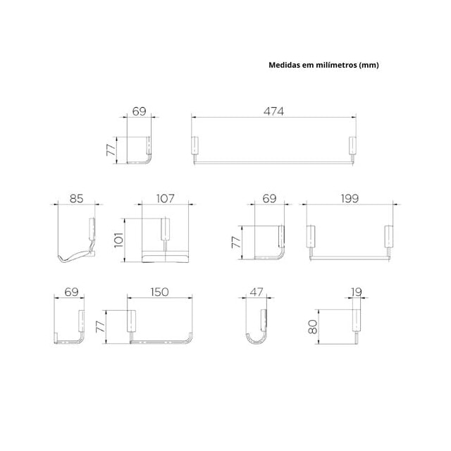 Kit de Acessórios Idea 5 Peças Cromado - DOCOL