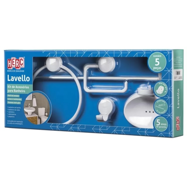 Kit de Acessórios Lavello 5 Peças Branco - HERC