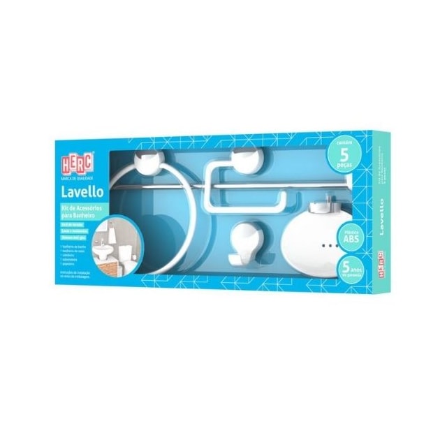 Kit de Acessórios Lavello 5 Peças Cromado - HERC Kit de Acessórios Lavello 5 Peças Cromado - HERC