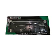 Kit de Acessórios Livorno 5 Peças c/ Sab. de Vidro - BELLARENZO METAIS Kit de Acessórios Livorno 5 Peças c/ Sab. de Vidro - BELLARENZO METAIS