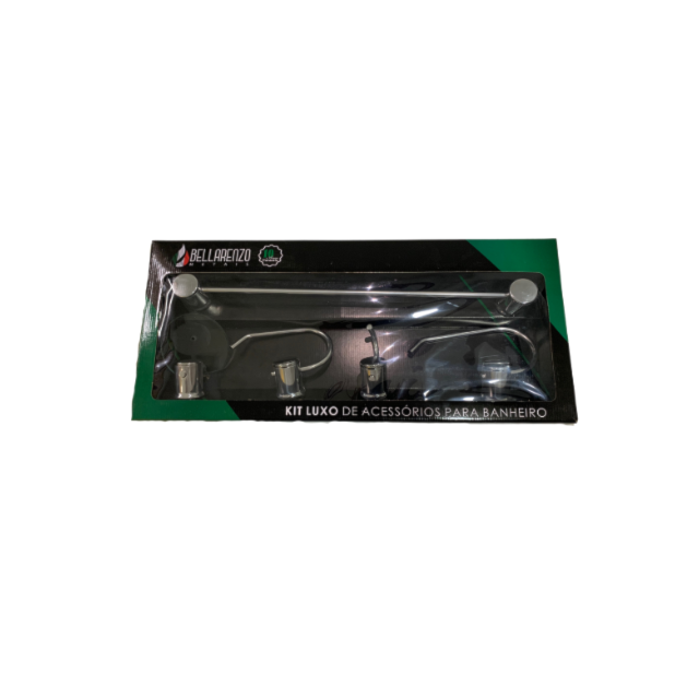 Kit de Acessórios Livorno 5 Peças c/ Sab. de Vidro - BELLARENZO METAIS Kit de Acessórios Livorno 5 Peças c/ Sab. de Vidro - BELLARENZO METAIS