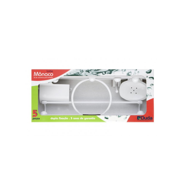 Kit de Acessórios para Banheiro Polic 5 Peças Branco - DUDA Kit de Acessórios para Banheiro Polic 5 Peças Branco - DUDA