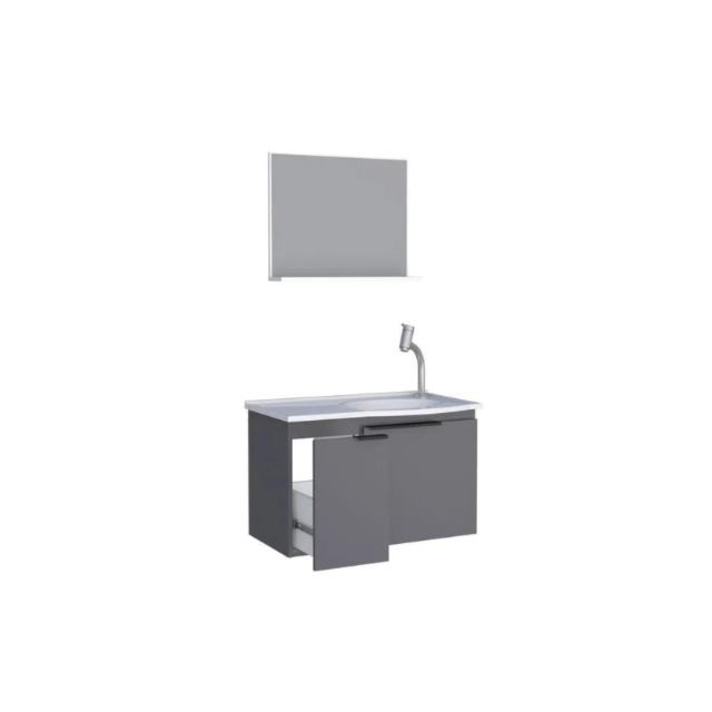 Kit de Banheiro em Madeira Quartzo Cinza 60cm - COZIMAX Kit de Banheiro em Madeira Quartzo Cinza 60cm - COZIMAX