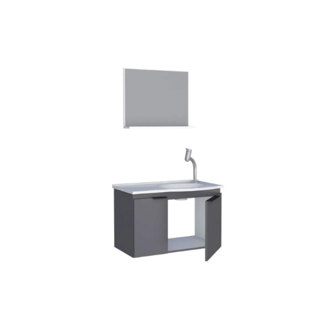 Kit de Banheiro em Madeira Quartzo Cinza 60cm - COZIMAX Kit de Banheiro em Madeira Quartzo Cinza 60cm - COZIMAX