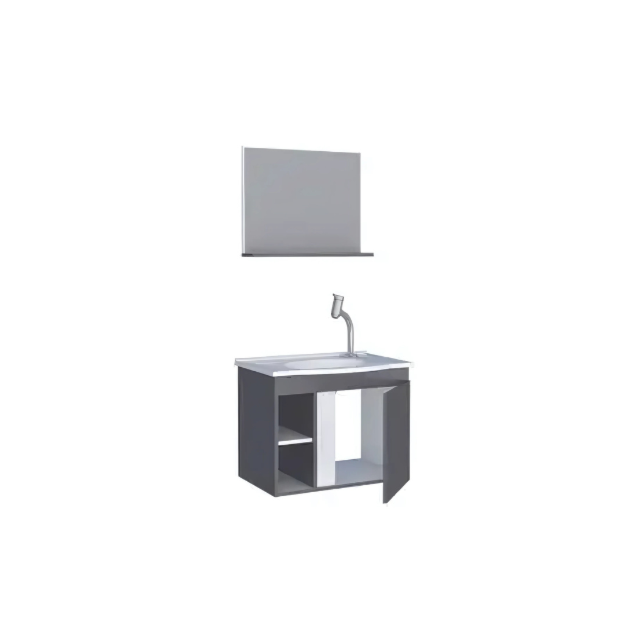 Kit de Banheiro em Madeira Sáfira Cinza  50cm - COZIMAX Kit de Banheiro em Madeira Sáfira Cinza  50cm - COZIMAX