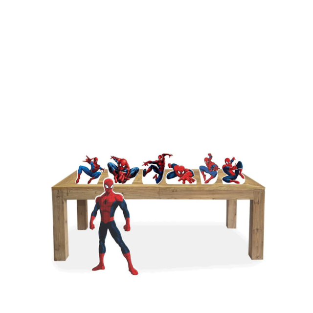 Kit Decoração de Festa Homem Aranha 1 Totem + 6 Displays De Mesa