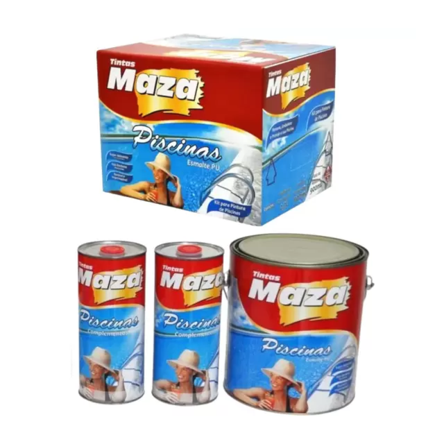 Kit Esmalte PU Azul Piscina 3 em 1 4,5 Litros - MAZA Kit Esmalte PU Azul Piscina 3 em 1 4,5 Litros - MAZA
