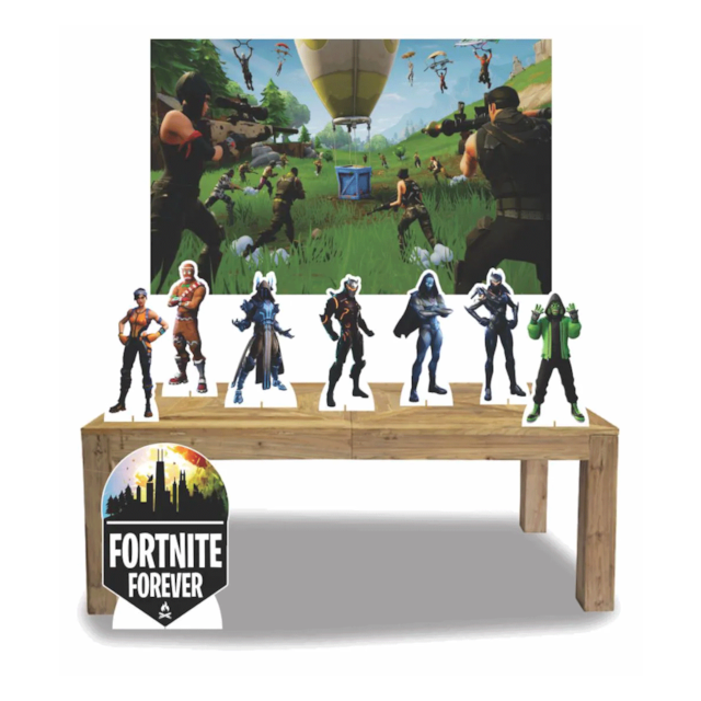 Kit Festa Decoração infantil Fortnite + 7 Display +Painel