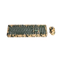 Kit Gamer Warrior Kyler - Teclado, LED Branco, ABNT2 + Mouse, LED, Army - TC249