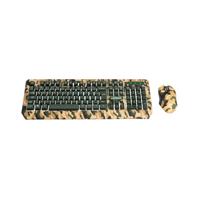 Kit Gamer Warrior Kyler - Teclado, LED Branco, ABNT2 + Mouse, LED, Army - TC249