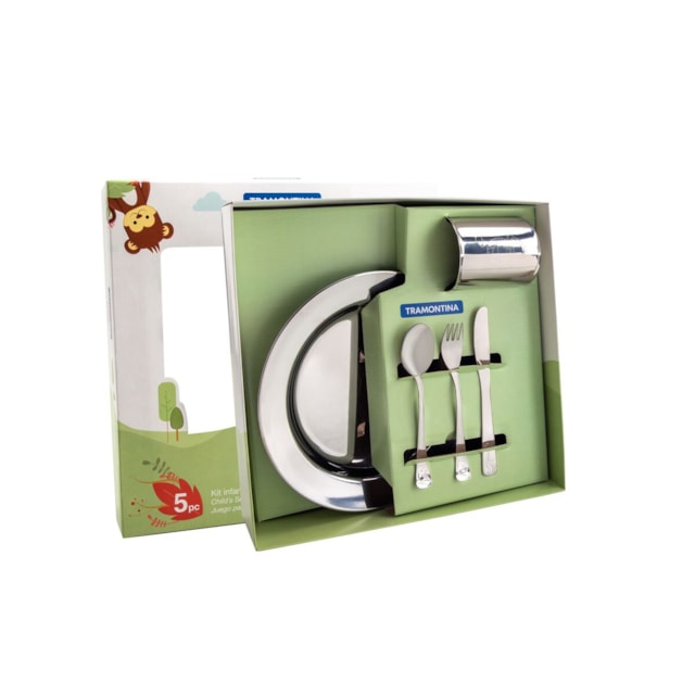 Kit Infantil Tramontina para Refeição em Aço Inox 5 Peças Kit Infantil Tramontina para Refeição em Aço Inox 5 Peças