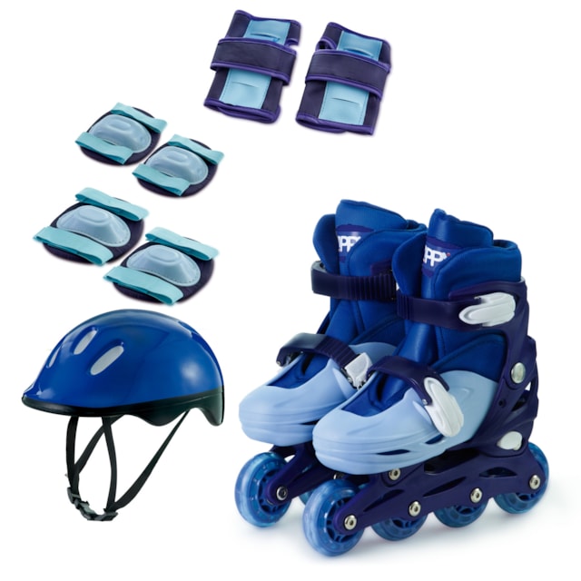 Kit Patins In Line Ajustável Azul Zippy Toys Tamanho de Calçado:30 a 33