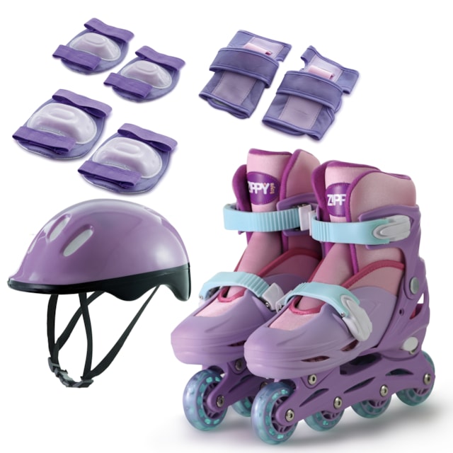 Kit Patins In Line Ajustável Rosa Zippy Toys Tamanho de Calçado:34 a 37 Kit Patins In Line Ajustável Rosa Zippy Toys Tamanho de Calçado:34 a 37