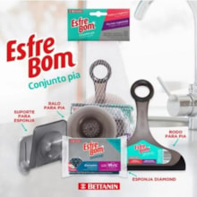 Kit Pia EsfreBom com Rodo, Ralo, Suporte para Esponja e Esponja EsfreBom Diamond - BETTANIN