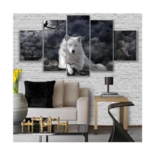 Kit Quadros Decorativos Sala Lobo Branco Mosaico