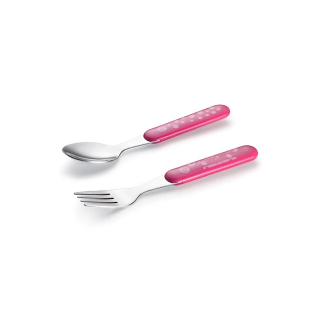 Kit Talheres Aço Inox Hot & Cold Fisher Price Rosa