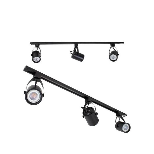 Kit Trilho 3 Spots LED 5W 3000K Preto - DILUX