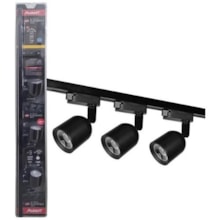 Kit Trilho com 3 Spots LED 7w 3000k Elegance Preto - AVANT