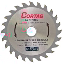 Lâmina de Serra Circular para Madeira 24 Dentes 11mm - Cortag 