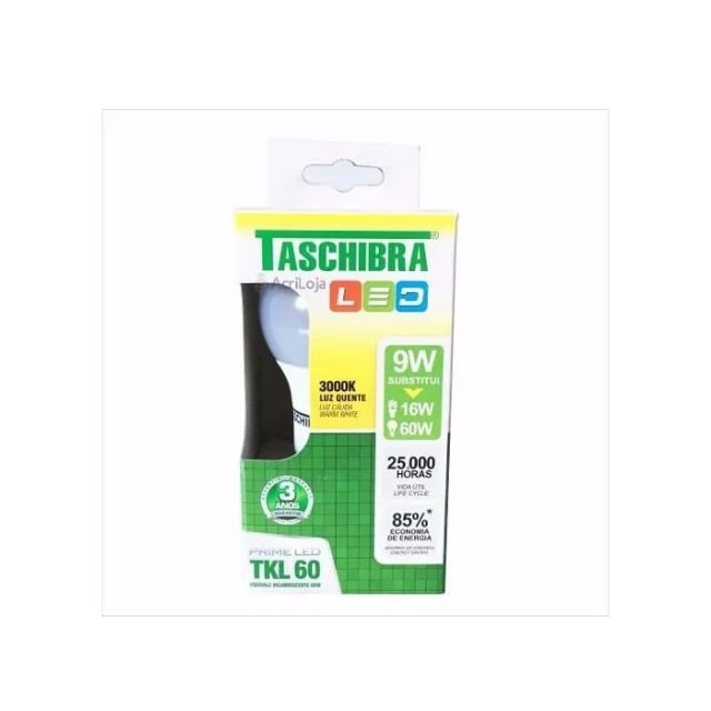 Lâmpada LED A60 9w 3000k - Taschiba