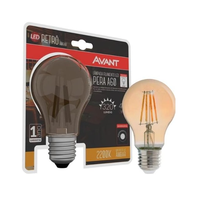 Lâmpada LED Pêra 4w 2200k A60 - AVANT Lâmpada LED Pêra 4w 2200k A60 - AVANT