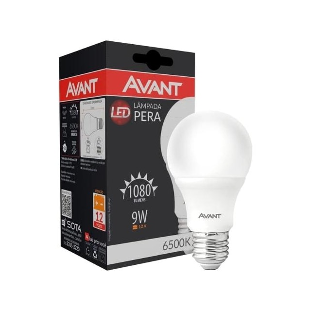 Lâmpada LED Pêra Branca 6500k 9w - AVANT