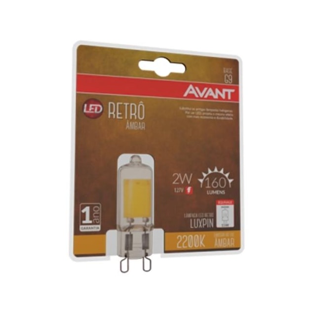 Lâmpada Retrô Luxpin G9 2w Âmbar 220v - AVANT Lâmpada Retrô Luxpin G9 2w Âmbar 220v - AVANT