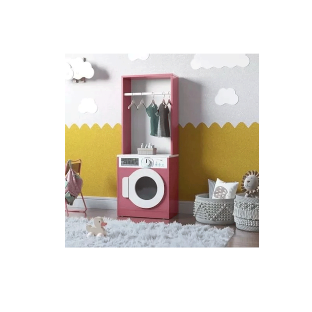 Lavanderia Infantil Diana Maquina De Lavar C/ Cabideiro Mdf Rosa Lavanderia Infantil Diana Maquina De Lavar C/ Cabideiro Mdf Rosa