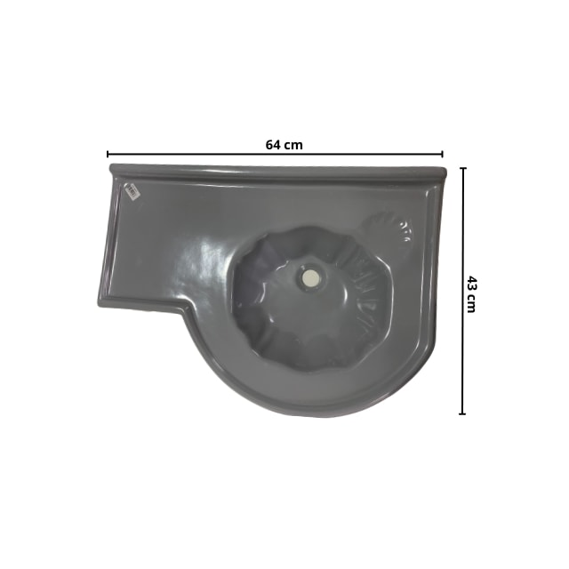 Lavatório de Bancada Direito Cinza Fibra - FORTMÁRMORE Lavatório de Bancada Direito Cinza Fibra - FORTMÁRMORE