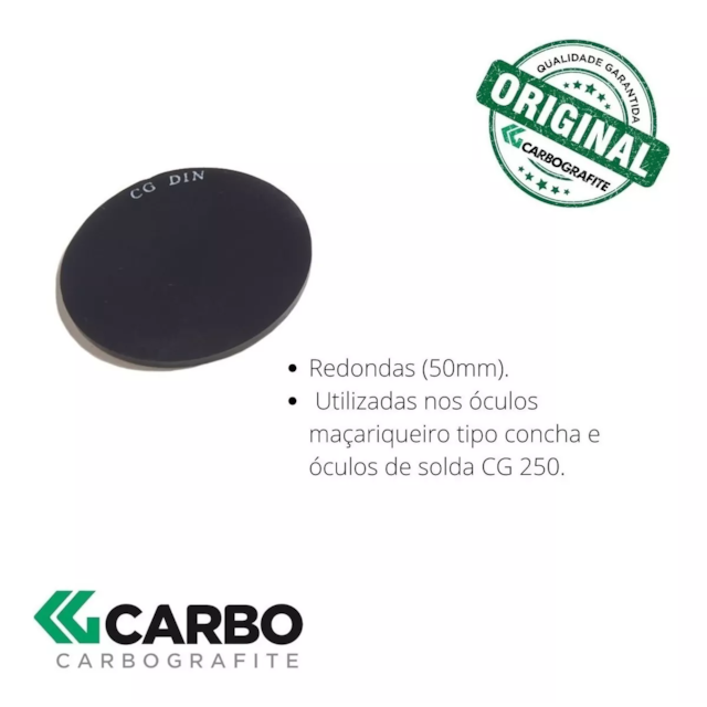 Lente de Proteção Redonda 50mm Tonalidade 6 - CARBOGRAFITE