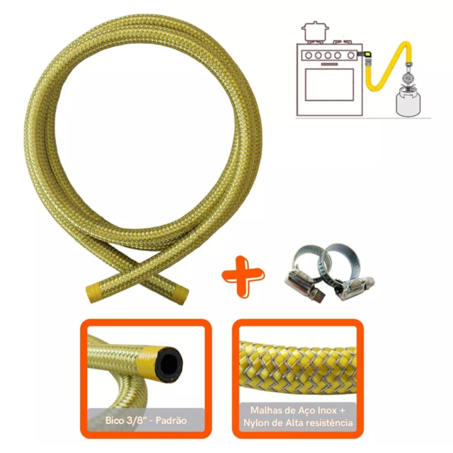 Ligação Flexível para Gás 3/8" 1,25m - ROCO Ligação Flexível para Gás 3/8" 1,25m - ROCO