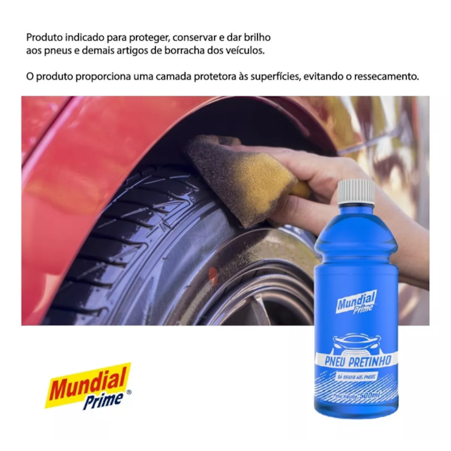 Limpa Pneus 500ml Pneu Pretinho - MUNDIAL Limpa Pneus 500ml Pneu Pretinho - MUNDIAL