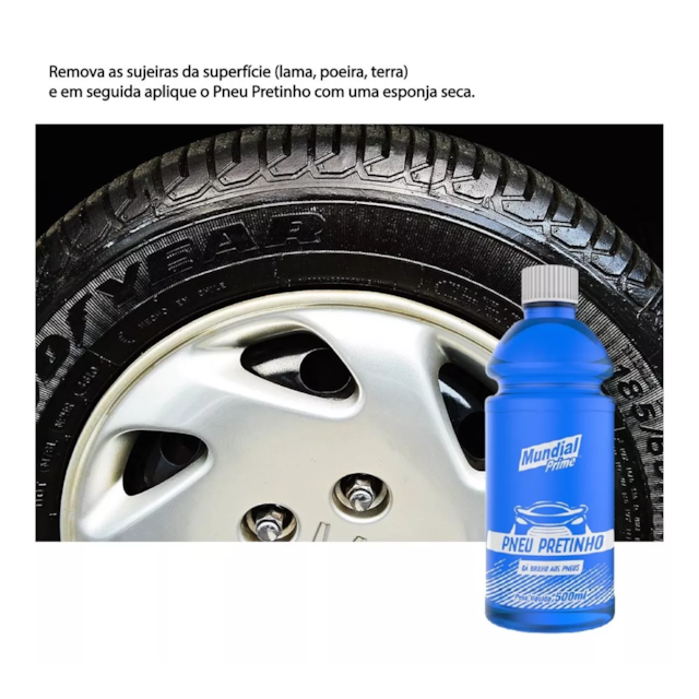 Limpa Pneus 500ml Pneu Pretinho - MUNDIAL Limpa Pneus 500ml Pneu Pretinho - MUNDIAL