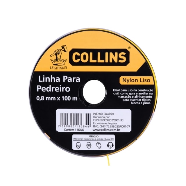 Linha Pedreiro Nylon 0,80mm X 100m - Collins  Linha Pedreiro Nylon 0,80mm X 100m - Collins
