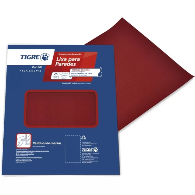 Lixa para Massa/Madeira Grão 120 - Tigre Lixa para Massa/Madeira Grão 120 - Tigre