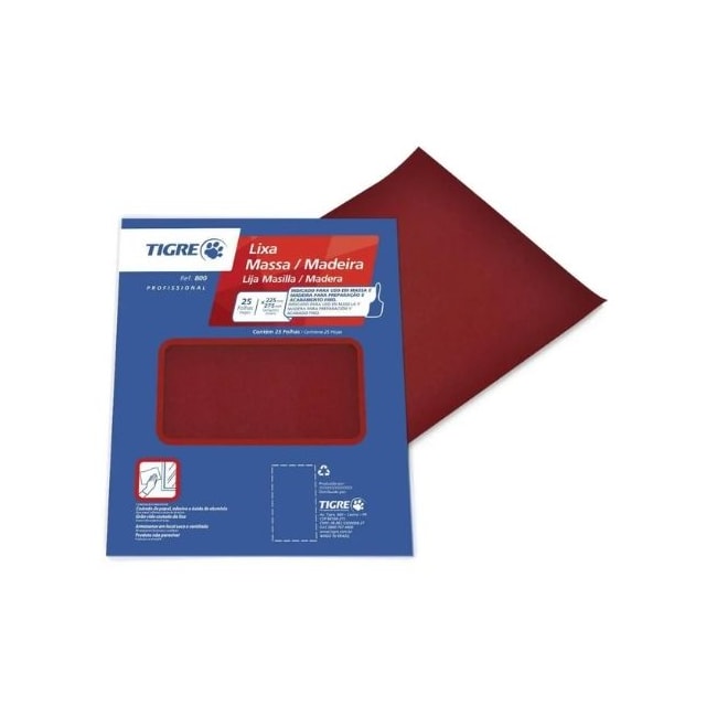 Lixa para Massa/Madeira Grão 80 - Tigre Lixa para Massa/Madeira Grão 80 - Tigre