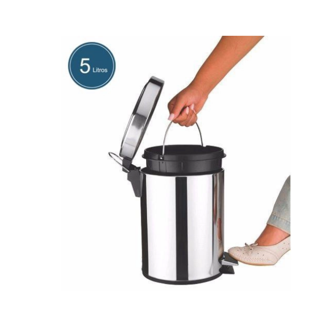 Lixeira 5 Litros em Aço Inox com Pedal - KALA Lixeira 5 Litros em Aço Inox com Pedal - KALA