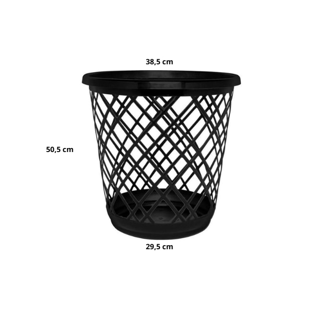 Lixeira Plástica Telada sem Tampa 10 Litros Preta - JAGUAR Lixeira Plástica Telada sem Tampa 10 Litros Preta - JAGUAR