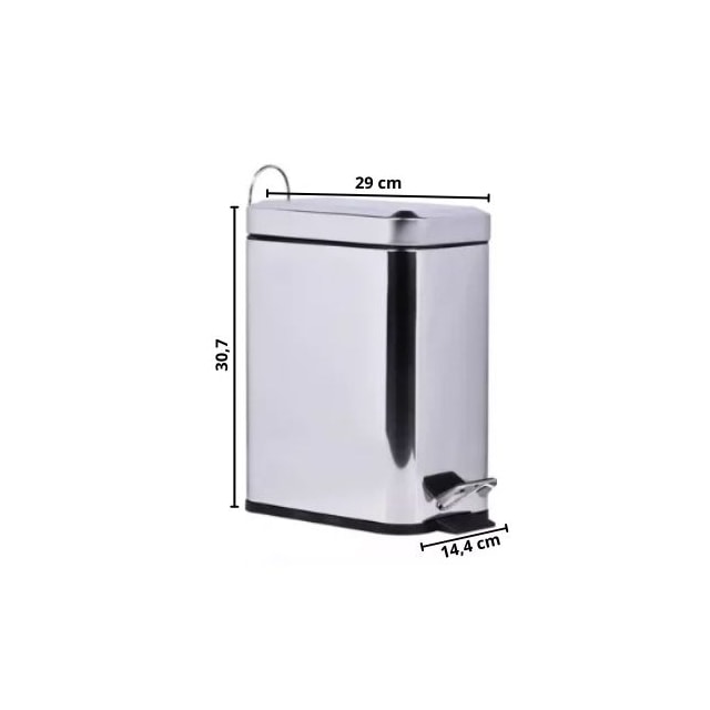 Lixeira Retangular Slim Aço Inox 5L - KALA