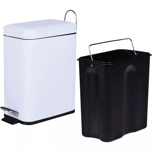 Lixeira Retangular Slim Ferro Branca 5 Litros - KALA Lixeira Retangular Slim Ferro Branca 5 Litros - KALA