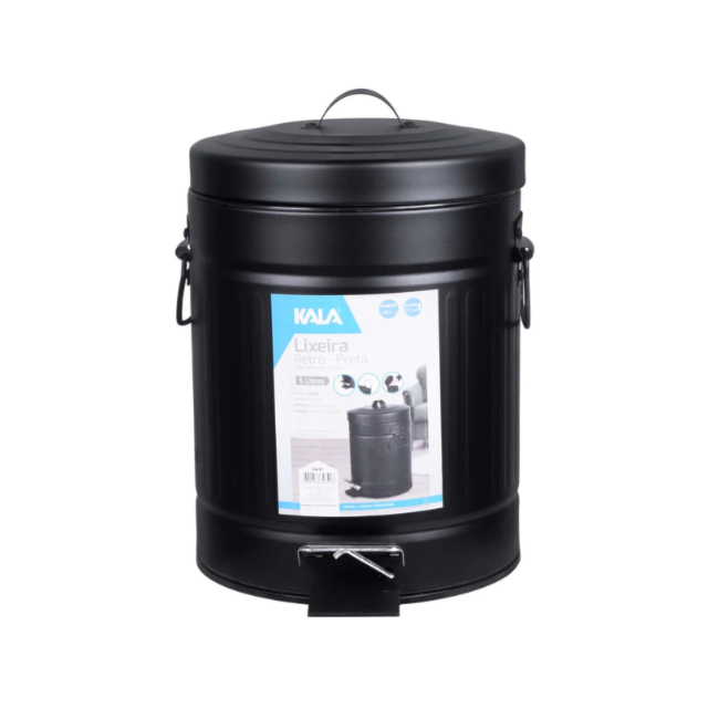 Lixeira Retro Preta 5 Litros - KALA Lixeira Retro Preta 5 Litros - KALA