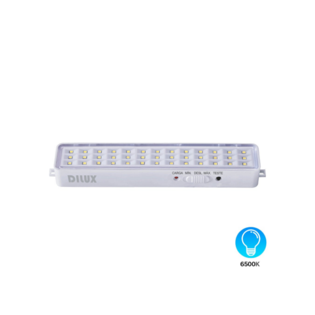Luminária de Emergência Bat 4W 60 LEDS 6500K Branca - DILUX Luminária de Emergência Bat 4W 60 LEDS 6500K Branca - DILUX