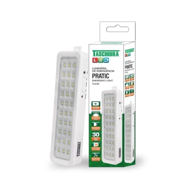 Luminária de Emergência Pratica 30 Leds - TASCHIBRA Luminária de Emergência Pratica 30 Leds - TASCHIBRA