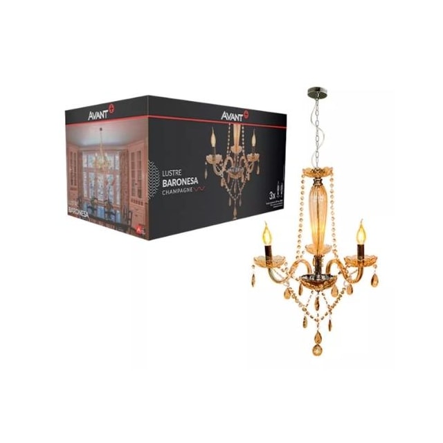 Lustre Pendente Baronesa Champagne 3 x E14 - AVANT Lustre Pendente Baronesa Champagne 3 x E14 - AVANT