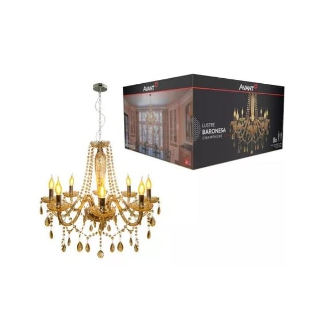 Lustre Pendente Baronesa Champagne 8 x E14 - AVANT Lustre Pendente Baronesa Champagne 8 x E14 - AVANT